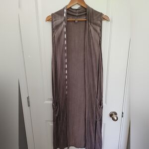 Baba ~Sleeveless Taupe Mocha Grey Blend Duster Vest ~ One Size